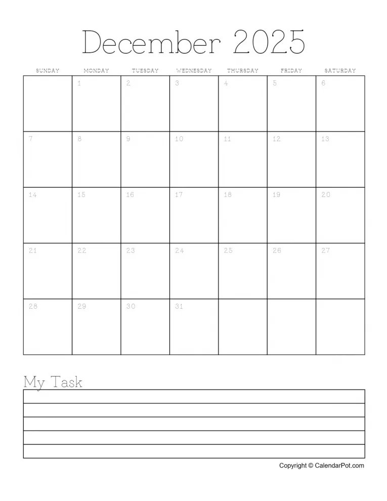 December 2025 Calendar Month Outlined With Notes Portrait Sunday Start Week Full Design2 765x990.webp