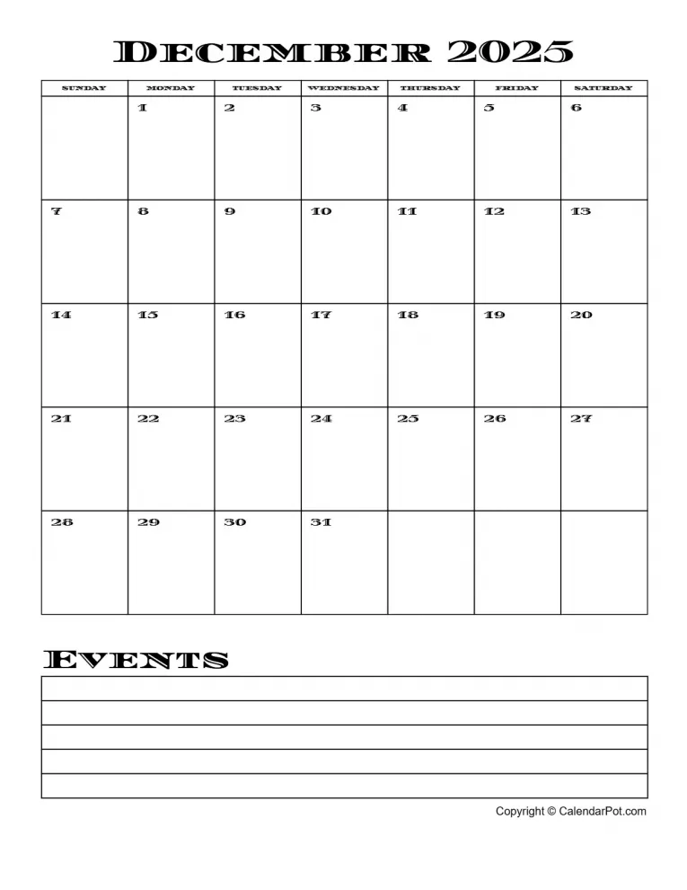 December 2025 Calendar Simple Month Week With Notes Portrait Sunday Start Week Full Design5 765x990.webp