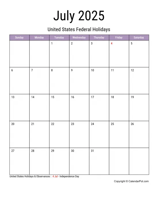 July 2025 United States Calendar Classic Month Border Green Portrait Sunday Start Week Full Design11