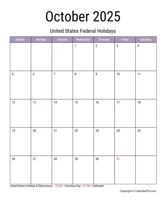 October 2025 United States Calendar Classic Month Border Green Portrait Sunday Start Week Full Design11
