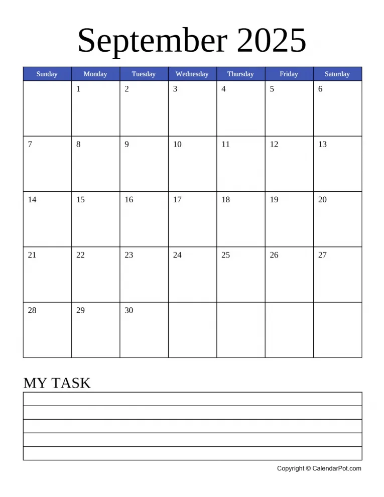 September 2025 Calendar Monthly Blue Week Background With Notes Portrait Sunday Start Week Full Design10 765x990.webp
