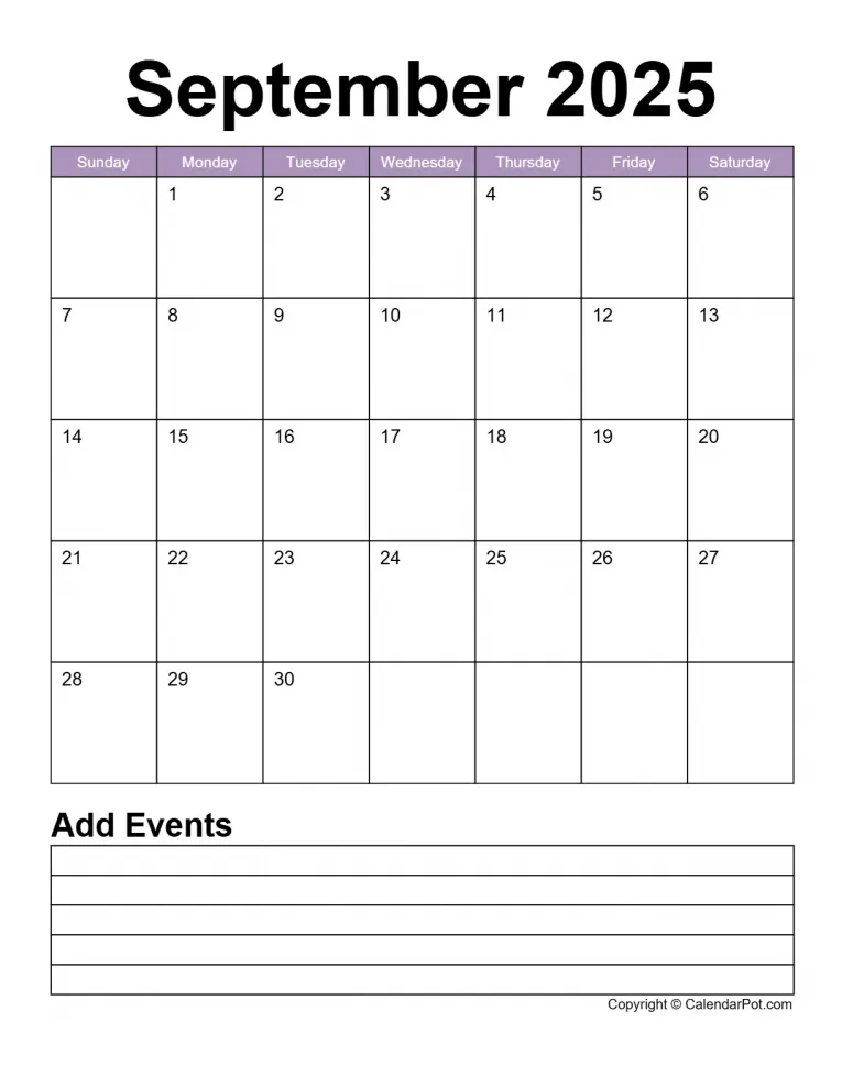 September 2025 Calendar Simple Bordered Week Background Color With Notes Portrait Sunday Start Week Full Design15 765x990.webp