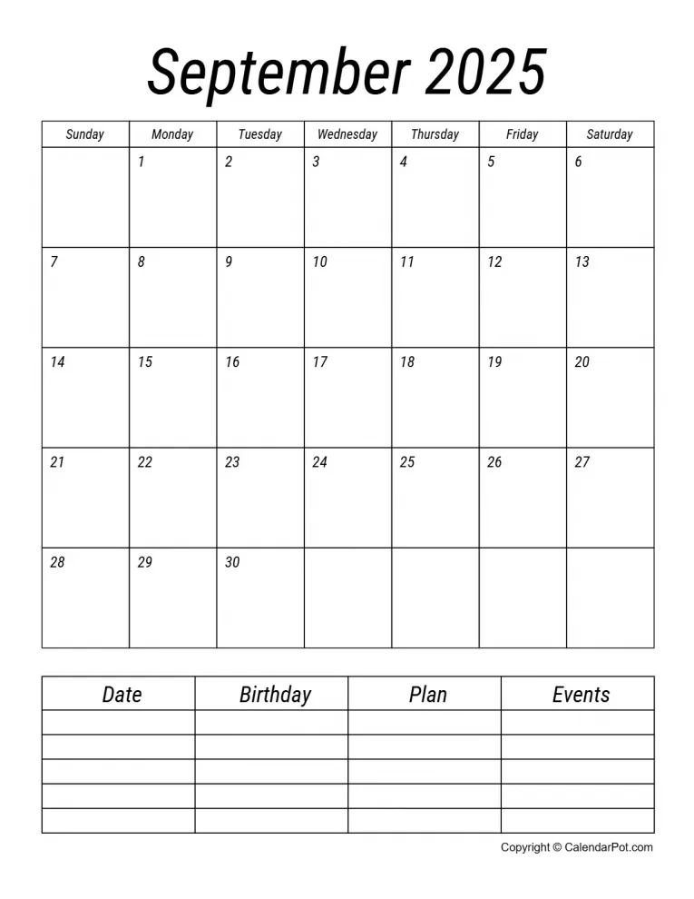 September 2025 Calendar Simple Italic Style With Notes Portrait Sunday Start Week Full Design7 765x990.webp