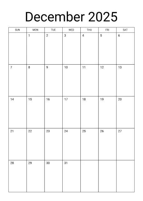 Calendar Simple Italic Style Portrait Sunday Start