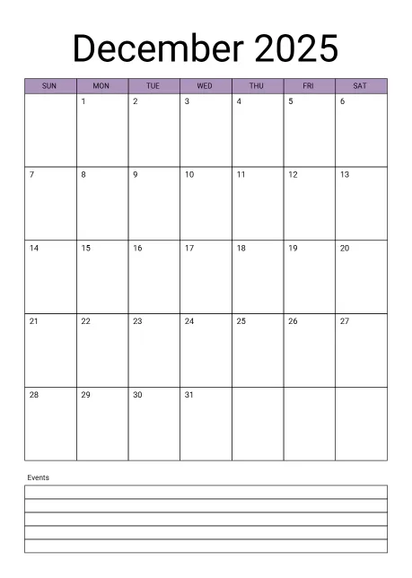 Calendar Classic Month Border Green With Notes Portrait Sunday Start