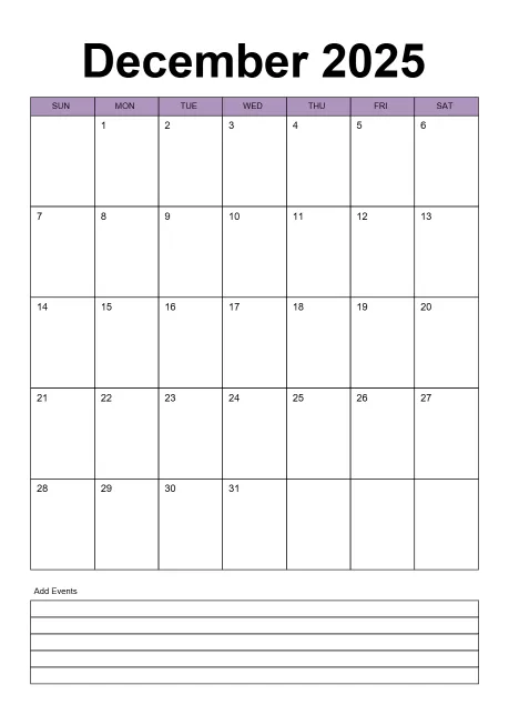 Calendar Simple Bordered