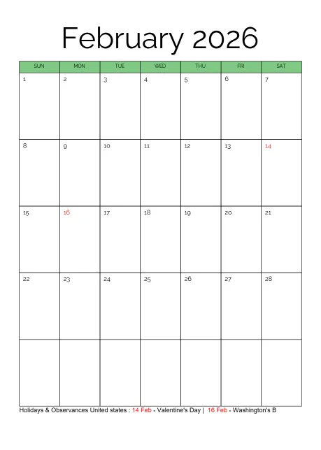 Holiday Calendar Monthly Printable