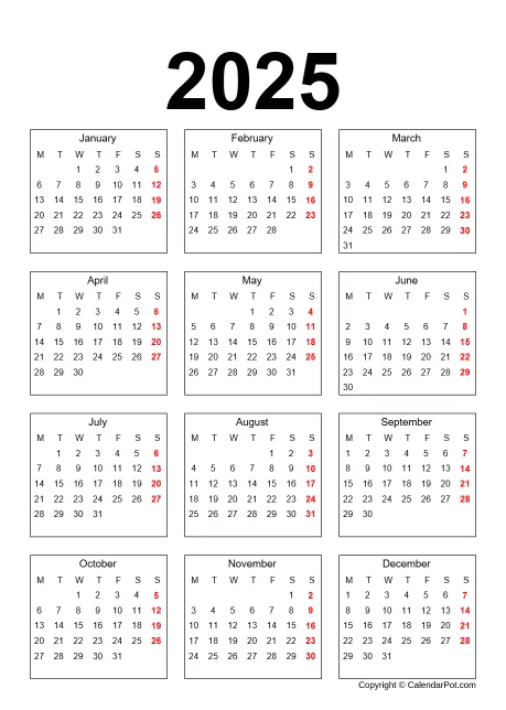 Calendar Month Outlined Portrait Sunday Start