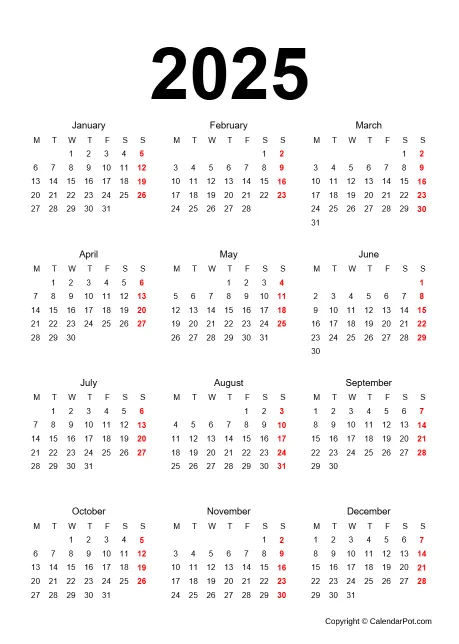 Calendar Classic Month Outlined Portrait Sunday Start