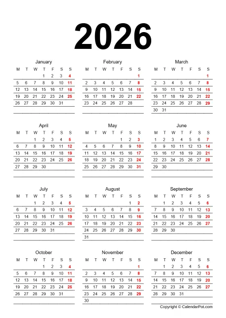 Calendar Classic Day Border Horizontaly Portrait Sunday Start