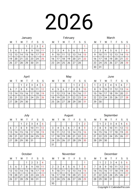 Calendar Simple Month