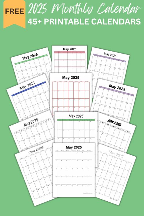 2025 Blank Monthly Calendar